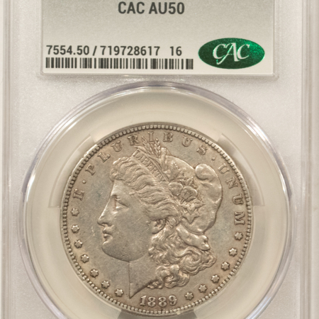 CAC Approved Coins SCARCE 1889-CC MORGAN DOLLAR, CACGS AU-50, CHOICE AU & A SEMI-KEY DATE!