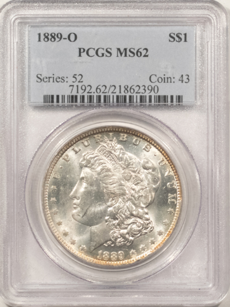 Dollars 1889-O $1 MORGAN DOLLAR – PCGS MS-62, BLAST WHITE & NICE!