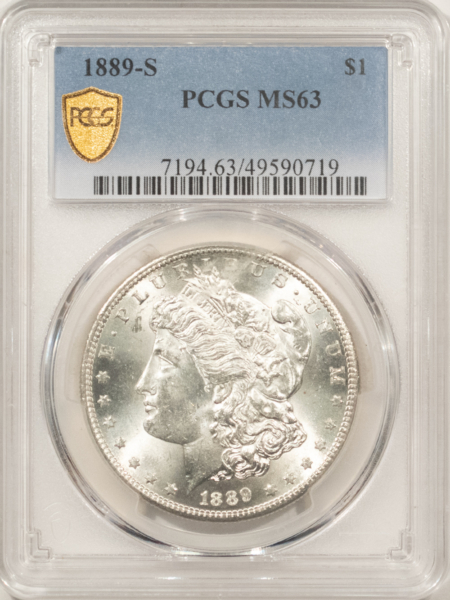 Dollars 1889-S $1 MORGAN DOLLAR – PCGS MS-63 BLAST WHITE & FULLY STRUCK