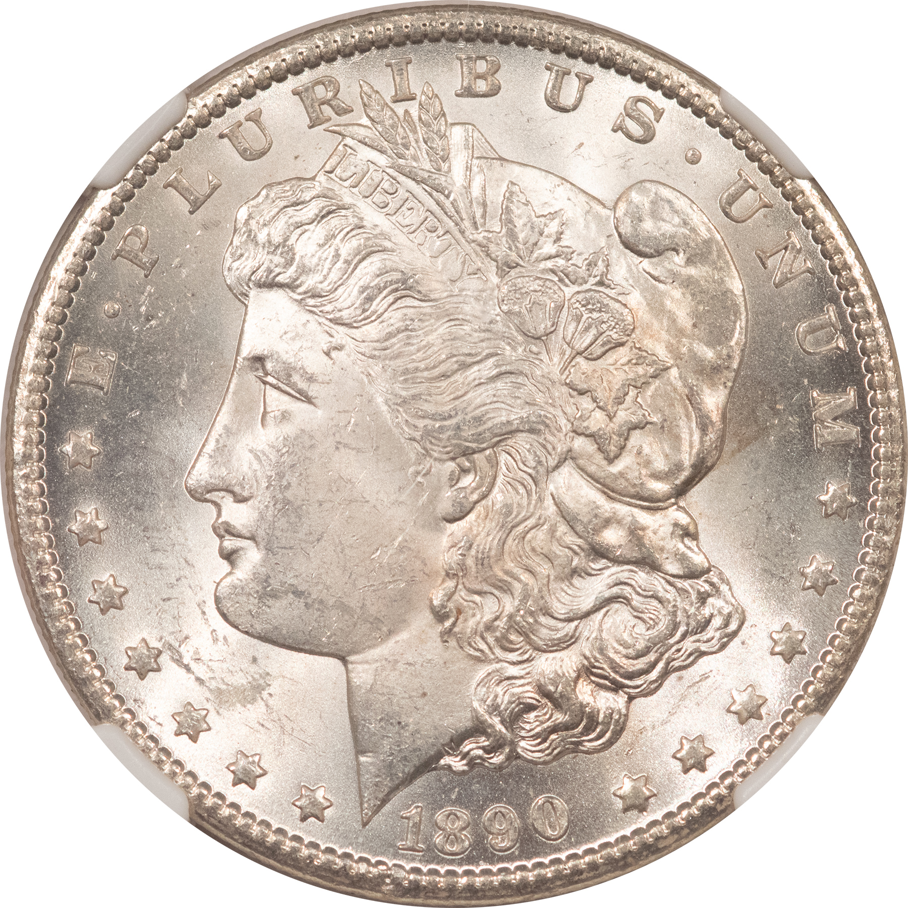 Dollars 1890-CC $1 MORGAN DOLLAR – NGC MS-62, BLAST WHITE, PREMIUM QUALITY, CARSON CITY! Dollars 1890-CC $1 MORGAN DOLLAR – NGC MS-62, BLAST WHITE, PREMIUM QUALITY, CARSON CITY!