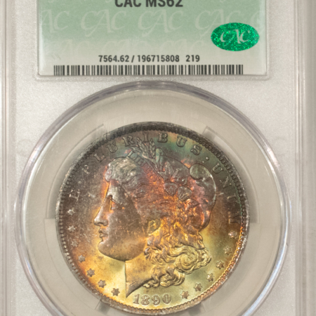 CAC Approved Coins 1890-O $1 MORGAN DOLLAR – CACG MS-62, MONSTER OBVERSE TONING! CAC APPROVED!