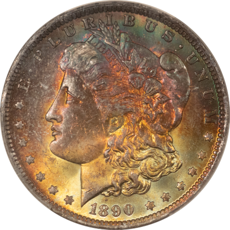 CAC Approved Coins 1890-O $1 MORGAN DOLLAR – CACG MS-62, MONSTER OBVERSE TONING! CAC APPROVED!