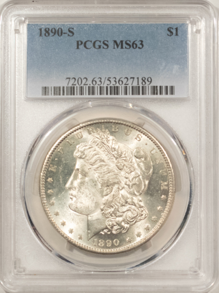 Dollars 1890-S $1 MORGAN DOLLAR – PCGS MS-63 BLAST WHITE & CHOICE!