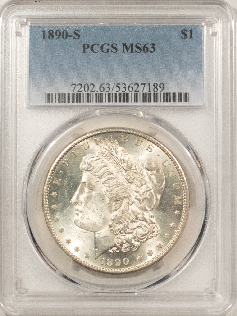 Dollars 1890-S $1 MORGAN DOLLAR – PCGS MS-63 BLAST WHITE & CHOICE! Dollars 1890-S $1 MORGAN DOLLAR – PCGS MS-63 BLAST WHITE & CHOICE!