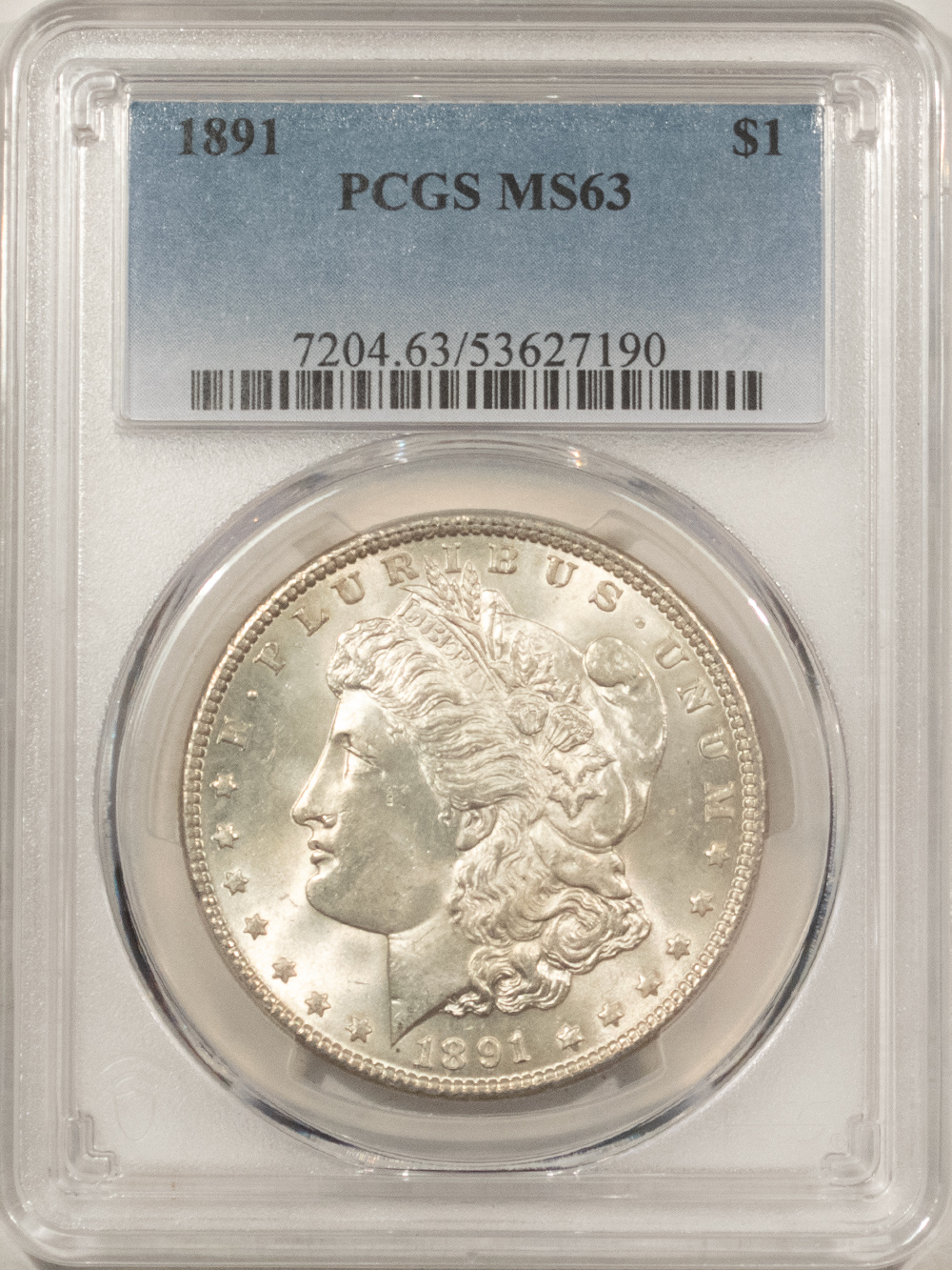 Dollars 1891 $1 MORGAN DOLLAR – PCGS MS-63 CHOICE & FRESH, BETTER DATE! Dollars 1891 $1 MORGAN DOLLAR – PCGS MS-63 CHOICE & FRESH, BETTER DATE!