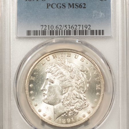 Dollars 1891-S $1 MORGAN DOLLAR – PCGS MS-62 WHITE & LUSTROUS!