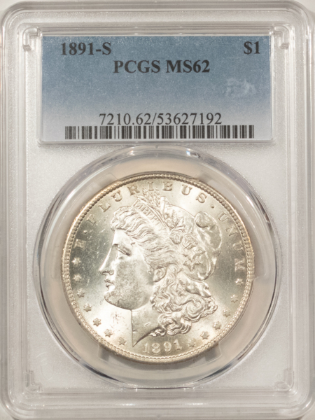 Dollars 1891-S $1 MORGAN DOLLAR – PCGS MS-62 WHITE & LUSTROUS!