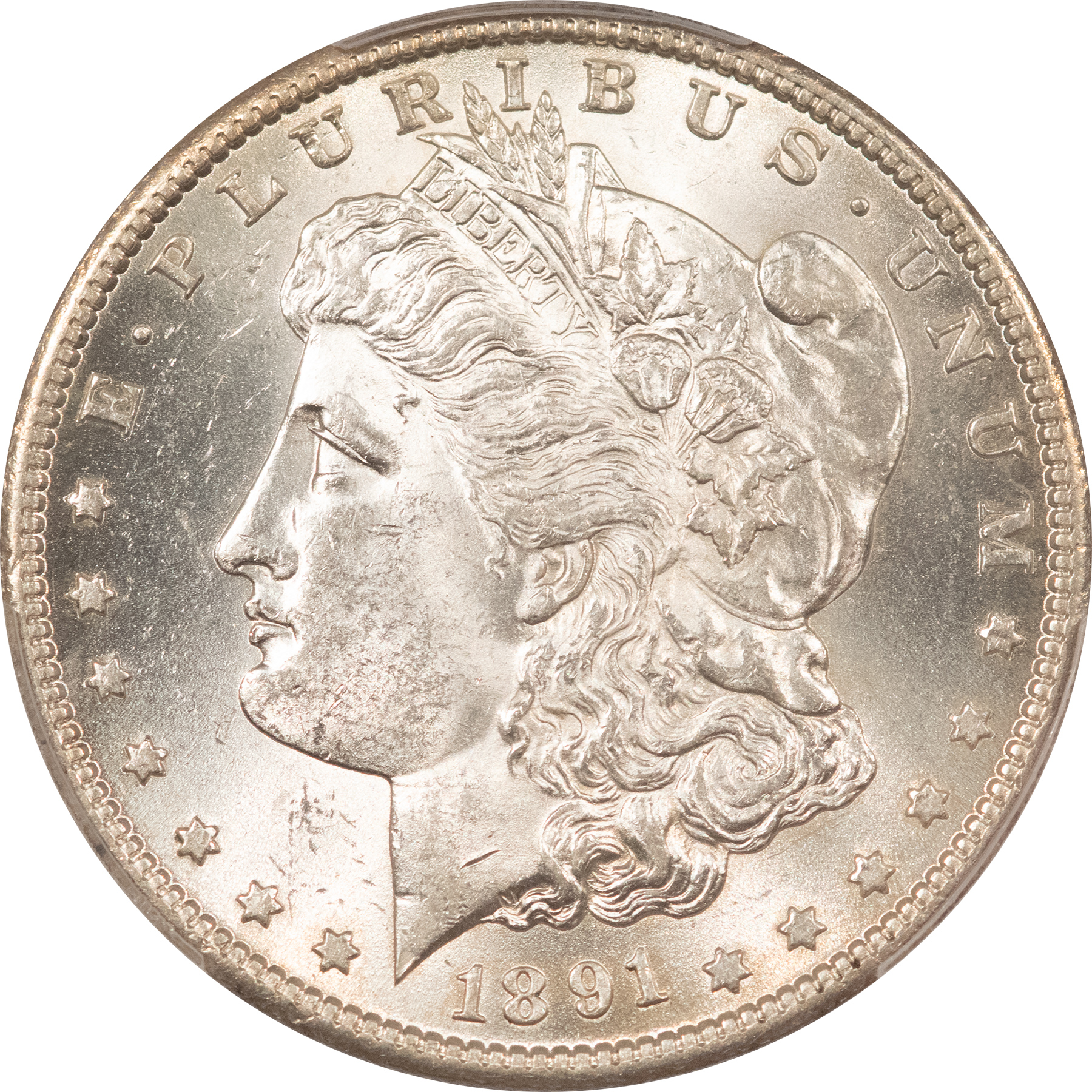 Dollars 1891-S $1 MORGAN DOLLAR – PCGS MS-62 WHITE & LUSTROUS! Dollars 1891-S $1 MORGAN DOLLAR – PCGS MS-62 WHITE & LUSTROUS!