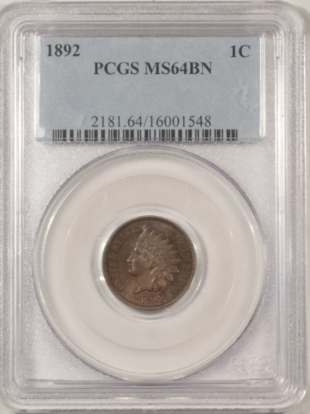 Indian 1892 INDIAN CENT – PCGS MS-64 BN, LOOKS GEM & PREMIUM QUALITY!