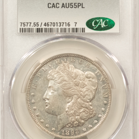 CAC Approved Coins 1893 MORGAN DOLLAR, CACGS AU-55 PL, FRESH W/ UNC APPEARANCE & REFLECTIVE FIELDS!