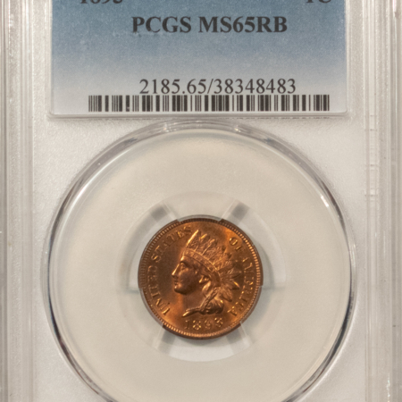 Indian 1893 INDIAN CENT – PCGS MS-65 RB, FIERY! PREMIUM QUALITY!