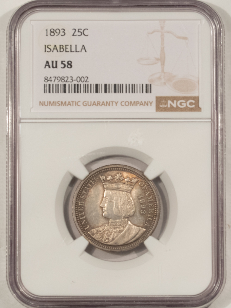 Early Commems 1893 ISABELLA COMMEMORATIVE 25C – NGC AU-58