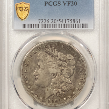 Dollars 1893-S $1 MORGAN DOLLAR – PCGS VF-20 NICE PLEASING KEY-DATE! STRONG DETAILS!