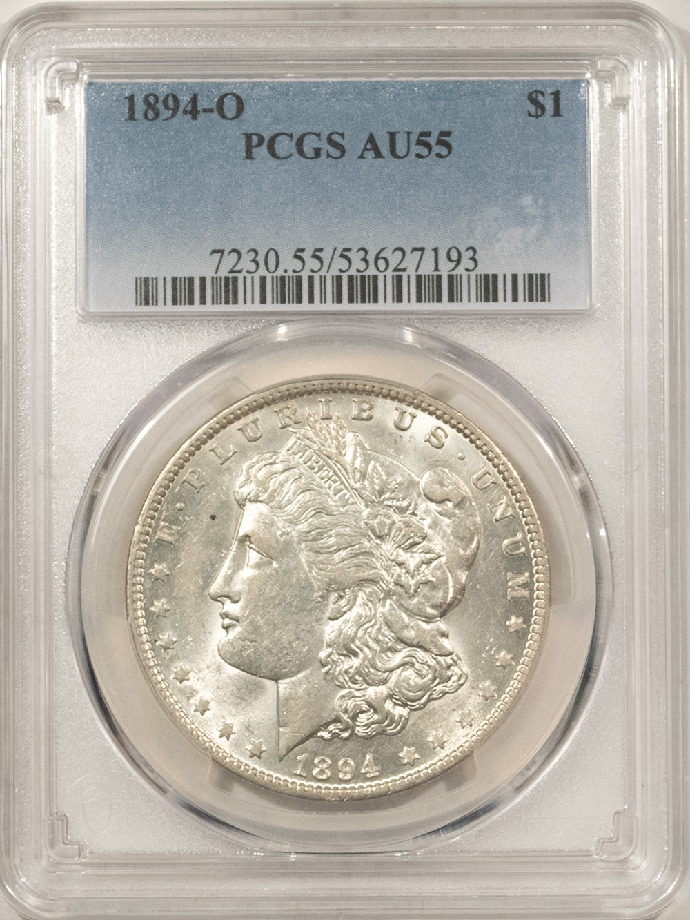 Dollars 1894-O $1 MORGAN DOLLAR – PCGS AU-55, WHITE & LOOKS CLOSE TO UNCIRCULATED! Dollars 1894-O $1 MORGAN DOLLAR – PCGS AU-55, WHITE & LOOKS CLOSE TO UNCIRCULATED!