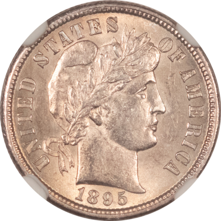 Barber Dimes 1895-S BARBER DIME – NGC MS-61, TOUGH DATE!