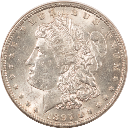 Dollars 1897 $1 MORGAN DOLLAR – HIGH GRADE, NEARLY UNCIRCULATED, LOOKS CHOICE!