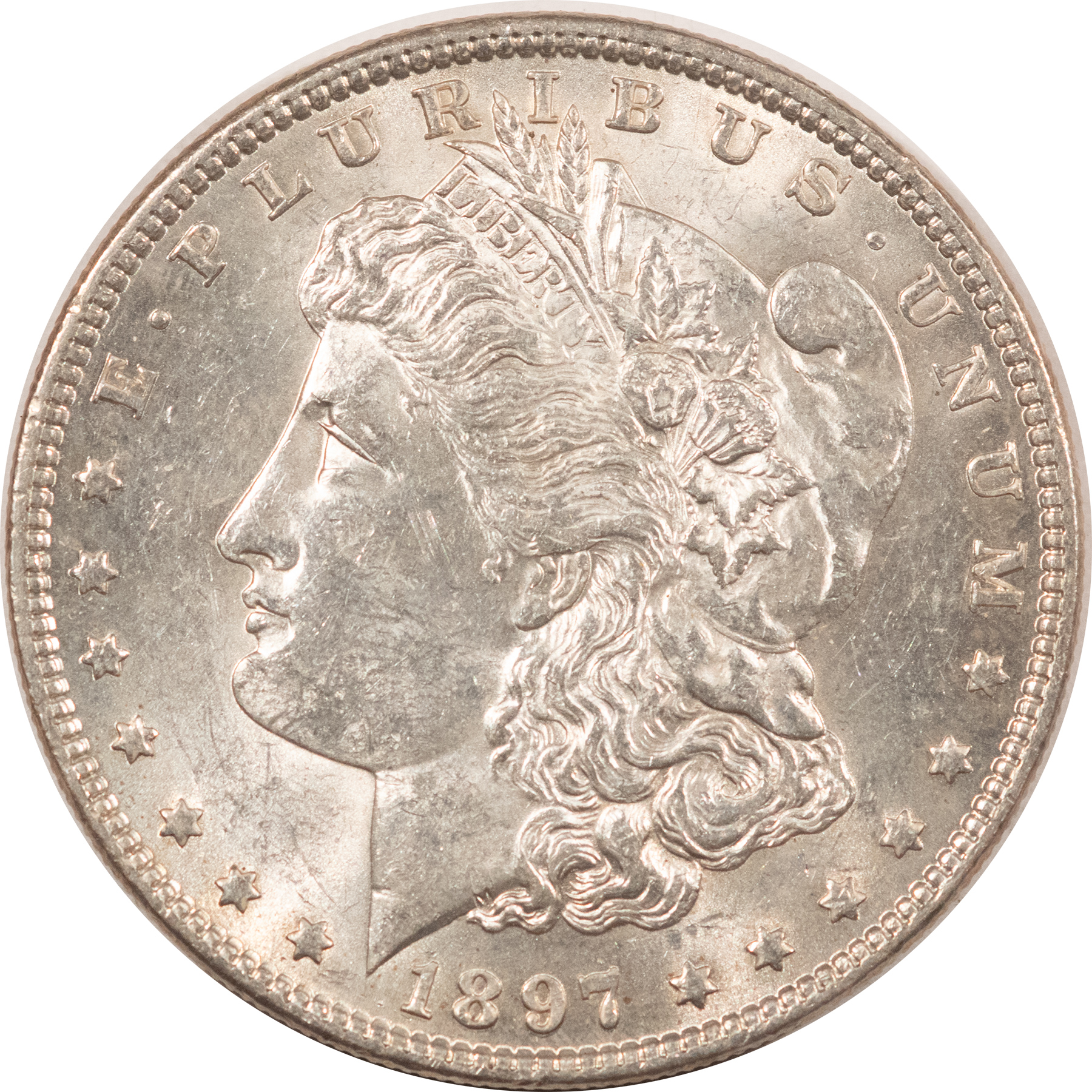 Dollars 1897 $1 MORGAN DOLLAR – HIGH GRADE, NEARLY UNCIRCULATED, LOOKS CHOICE! Dollars 1897 $1 MORGAN DOLLAR – HIGH GRADE, NEARLY UNCIRCULATED, LOOKS CHOICE!