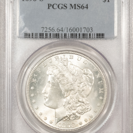 Dollars 1898-S $1 MORGAN DOLLAR – PCGS MS-64, WHITE & PREMIUM QUALITY!