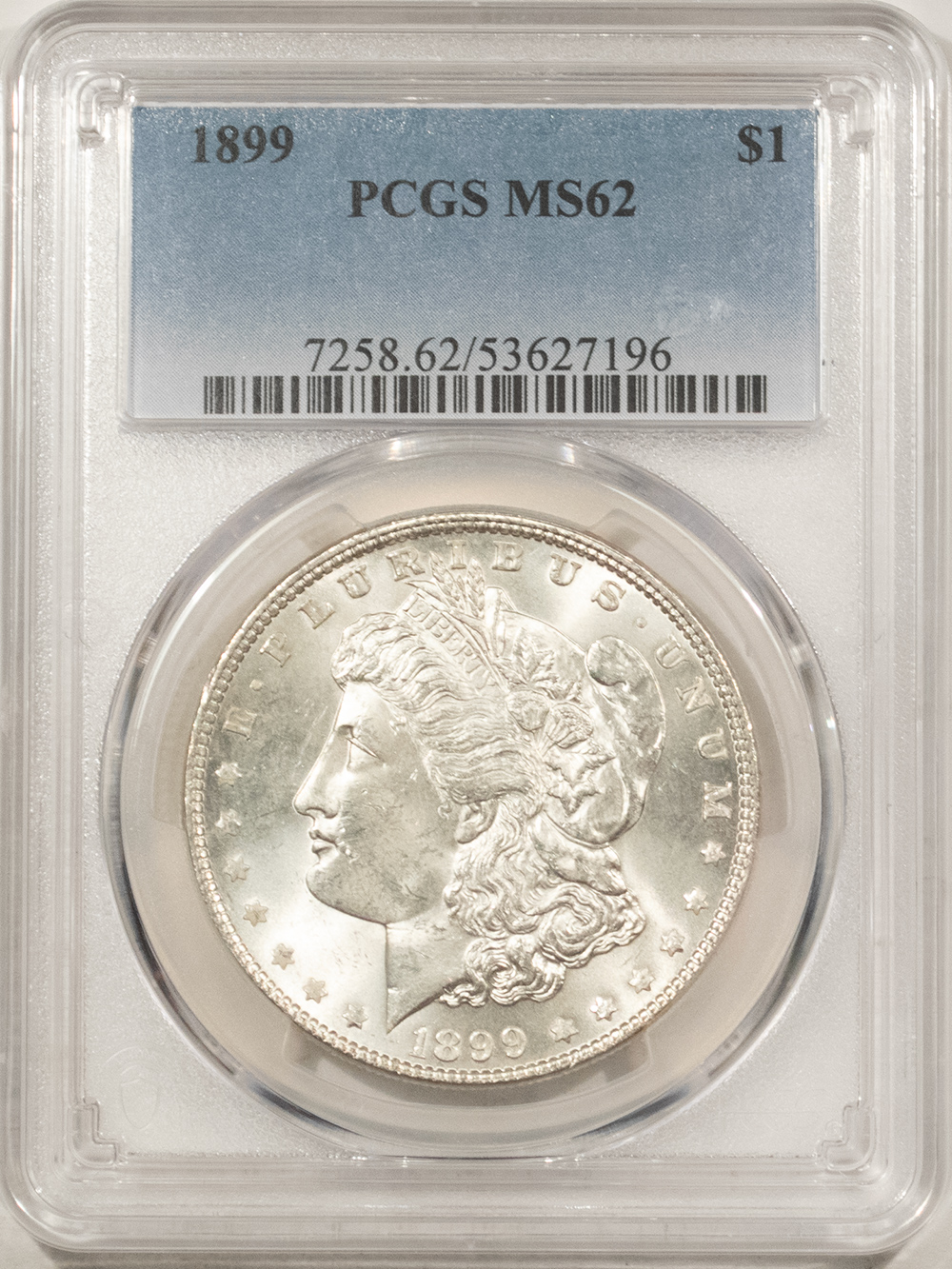 Dollars 1899 $1 MORGAN DOLLAR – PCGS MS-62, PREMIUM QUALITY! LOW MINTAGE DATE! Dollars 1899 $1 MORGAN DOLLAR – PCGS MS-62, PREMIUM QUALITY! LOW MINTAGE DATE!
