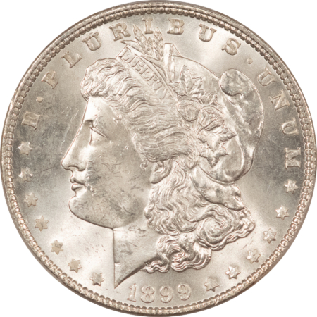Dollars 1899 $1 MORGAN DOLLAR – PCGS MS-62, PREMIUM QUALITY! LOW MINTAGE DATE!