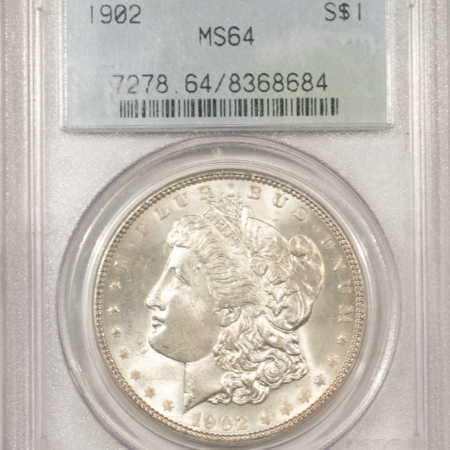 Dollars 1902 $1 MORGAN DOLLAR – PCGS MS-64, OLD GREEN HOLDER & PREMIUM QUALITY!