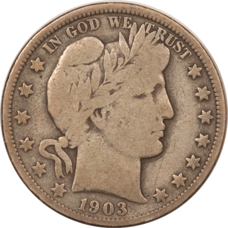 Barber Halves 1903-O BARBER HALF DOLLAR – CIRCULATED, ORIGINAL WITH A NICE LOOK!