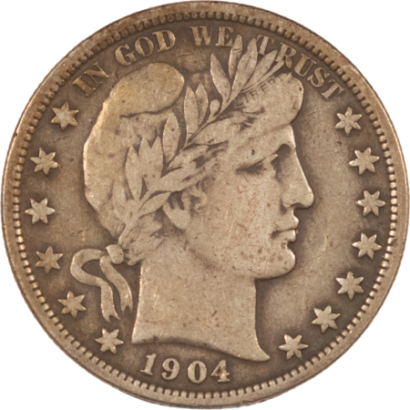 Barber Halves 1904 BARBER HALF DOLLAR – HIGH GRADE CIRCULATED! FULL LIBERTY OLD LIGHT REV SCR
