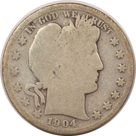 Barber Halves 1904-S BARBER HALF DOLLAR – CIRCULATED, LOWER GRADE BUT HONEST!