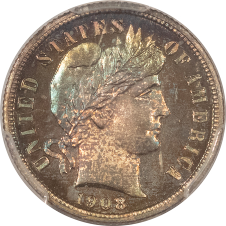 Barber Dimes 1908 PROOF BARBER DIME – PCGS PR-67+, GORGEOUS, PREMIUM QUALITY & CAC APPROVED!