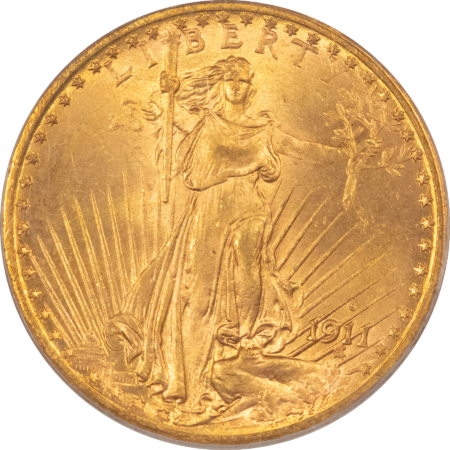 $20 1911-S $20 ST GAUDENS GOLD DOUBLE EAGLE – PCGS MS-65, ORIGINAL GEM! BETTER DATE!