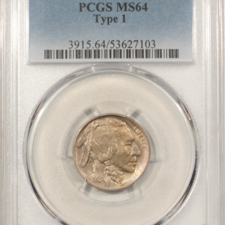 Buffalo Nickels 1913 BUFFALO NICKEL, TYPE 1 – PCGS MS-64, LOOKS GEM & PREMIUM QUALITY!