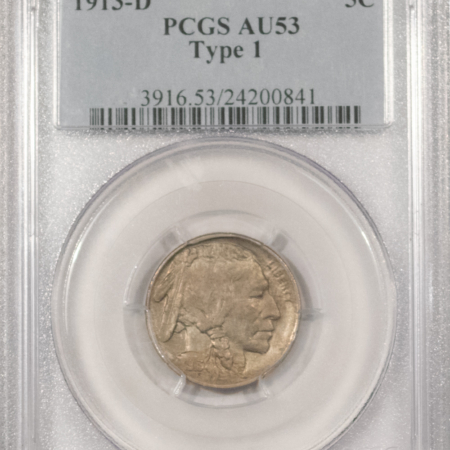 Buffalo Nickels 1913-D BUFFALO NICKEL, TYPE 1 – PCGS AU-53