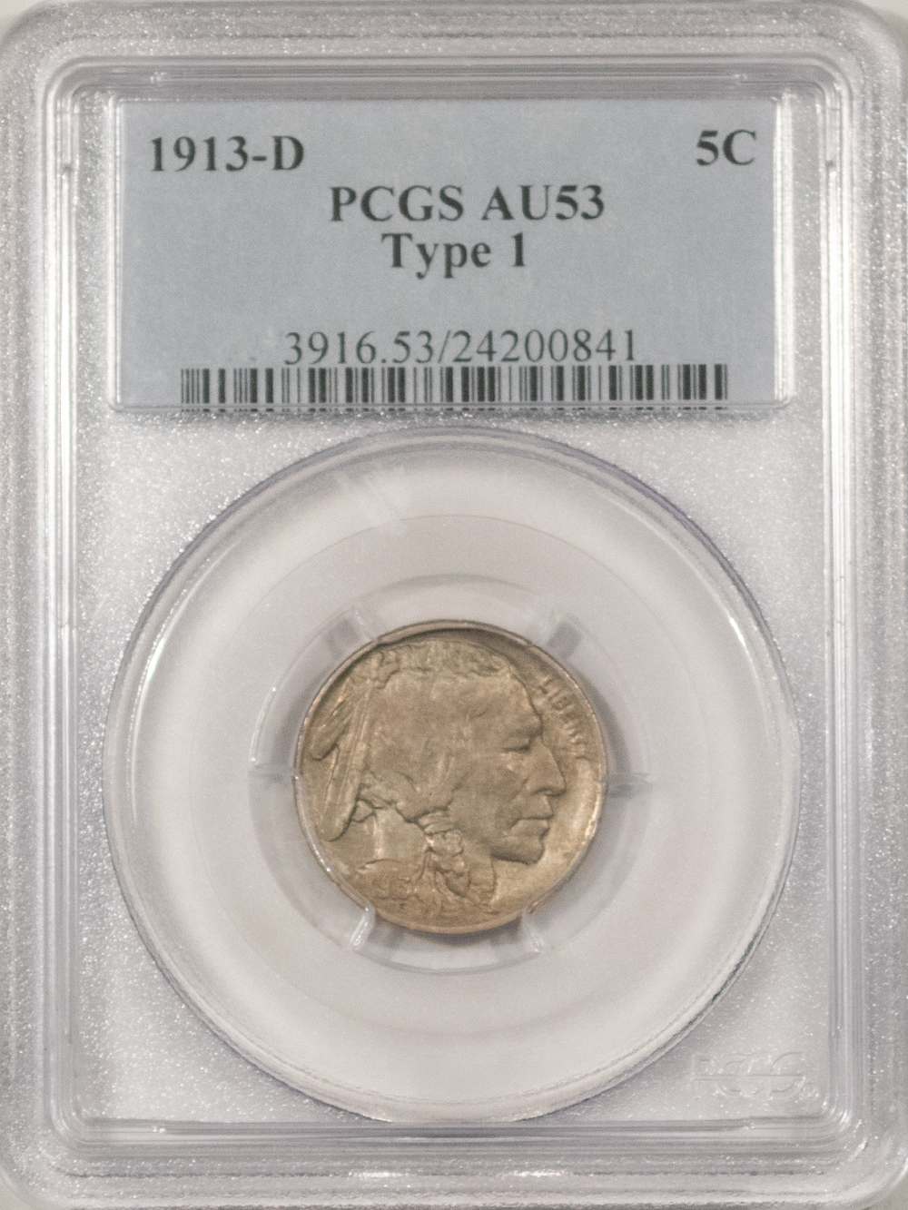 Buffalo Nickels 1913-D BUFFALO NICKEL, TYPE 1 – PCGS AU-53 Buffalo Nickels 1913-D BUFFALO NICKEL, TYPE 1 – PCGS AU-53