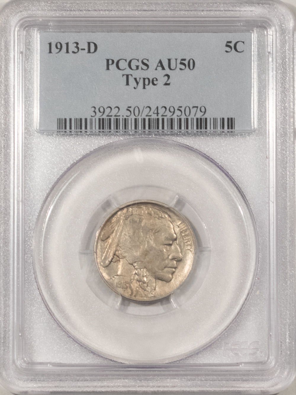Buffalo Nickels 1913-D BUFFALO NICKEL, TYPE 2 – PCGS AU-50 Buffalo Nickels 1913-D BUFFALO NICKEL, TYPE 2 – PCGS AU-50
