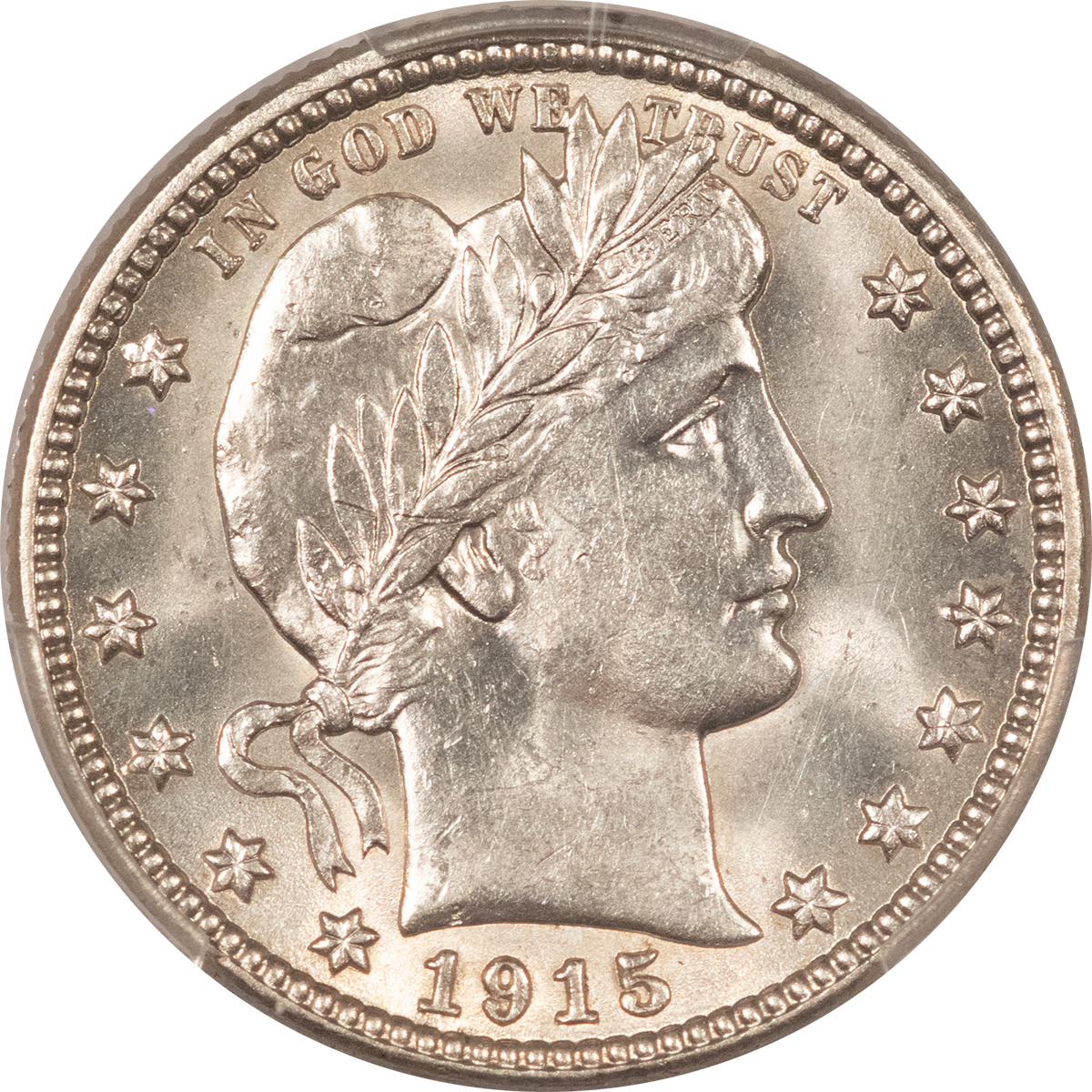 Barber Quarters 1915-D BARBER QUARTER – PCGS MS-62, FLASHY WHITE! Barber Quarters 1915-D BARBER QUARTER – PCGS MS-62, FLASHY WHITE!