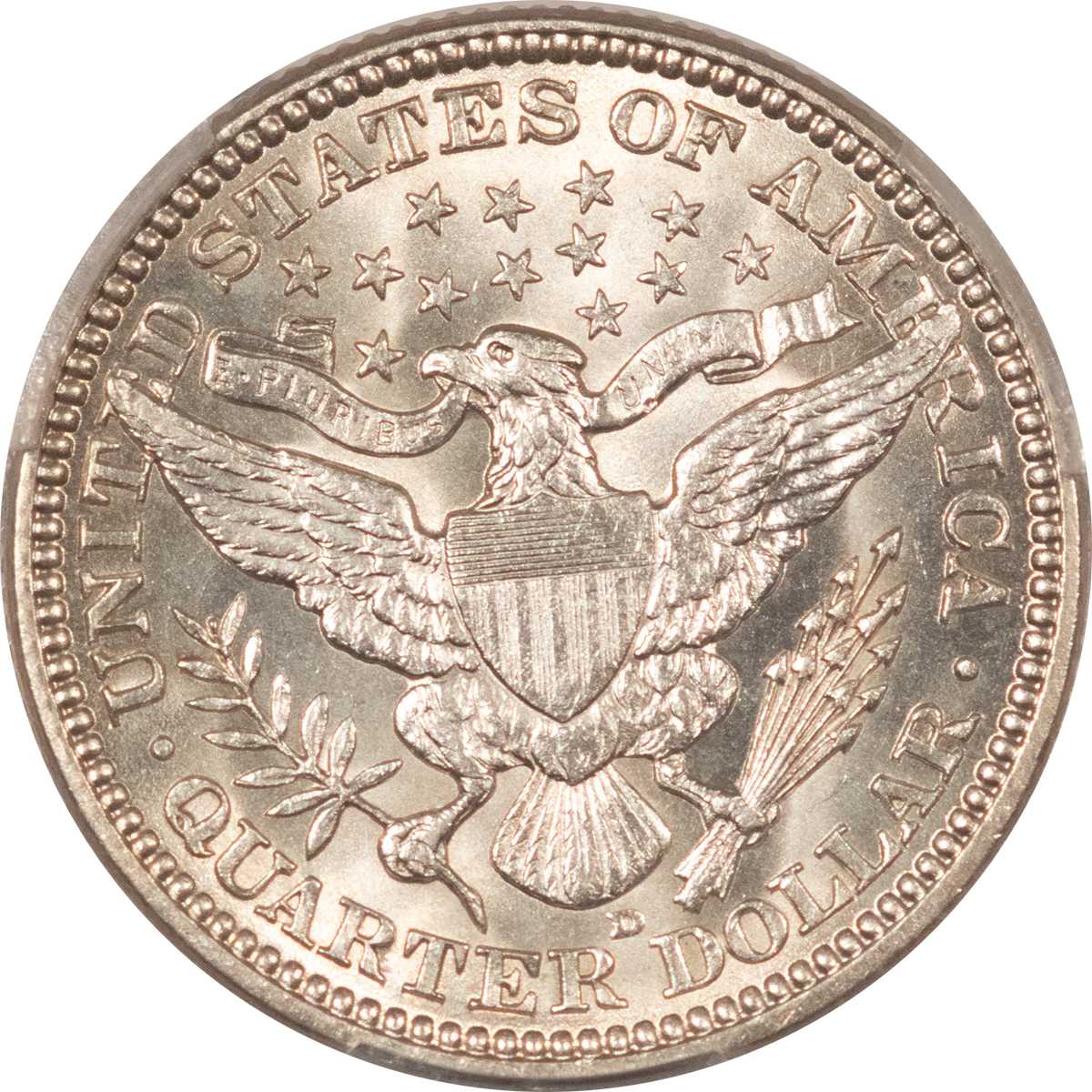 Barber Quarters 1915-D BARBER QUARTER – PCGS MS-62, FLASHY WHITE! Barber Quarters 1915-D BARBER QUARTER – PCGS MS-62, FLASHY WHITE!