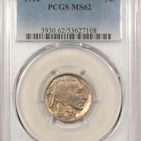 Buffalo Nickels 1916 BUFFALO NICKEL – PCGS MS-62, ATTRACTIVE & CHOICE!
