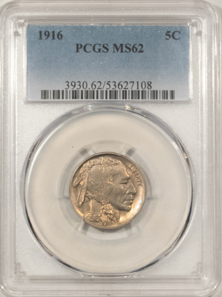 Buffalo Nickels 1916 BUFFALO NICKEL – PCGS MS-62, ATTRACTIVE & CHOICE!