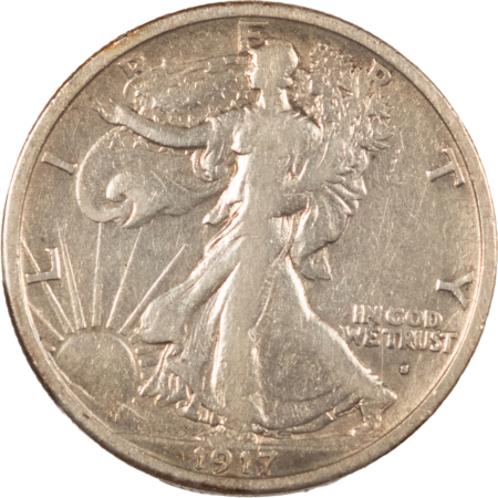 Half Dollars 1917-S OBVERSE WALKING LIBERTY HALF DOLLAR – HIGH GRADE CIRCULATED, OLD CLEANING