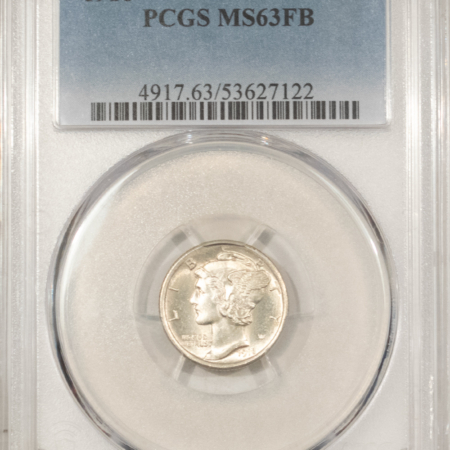 Dimes 1918 MERCURY DIME – PCGS MS-63 FB, WHITE & CHOICE!