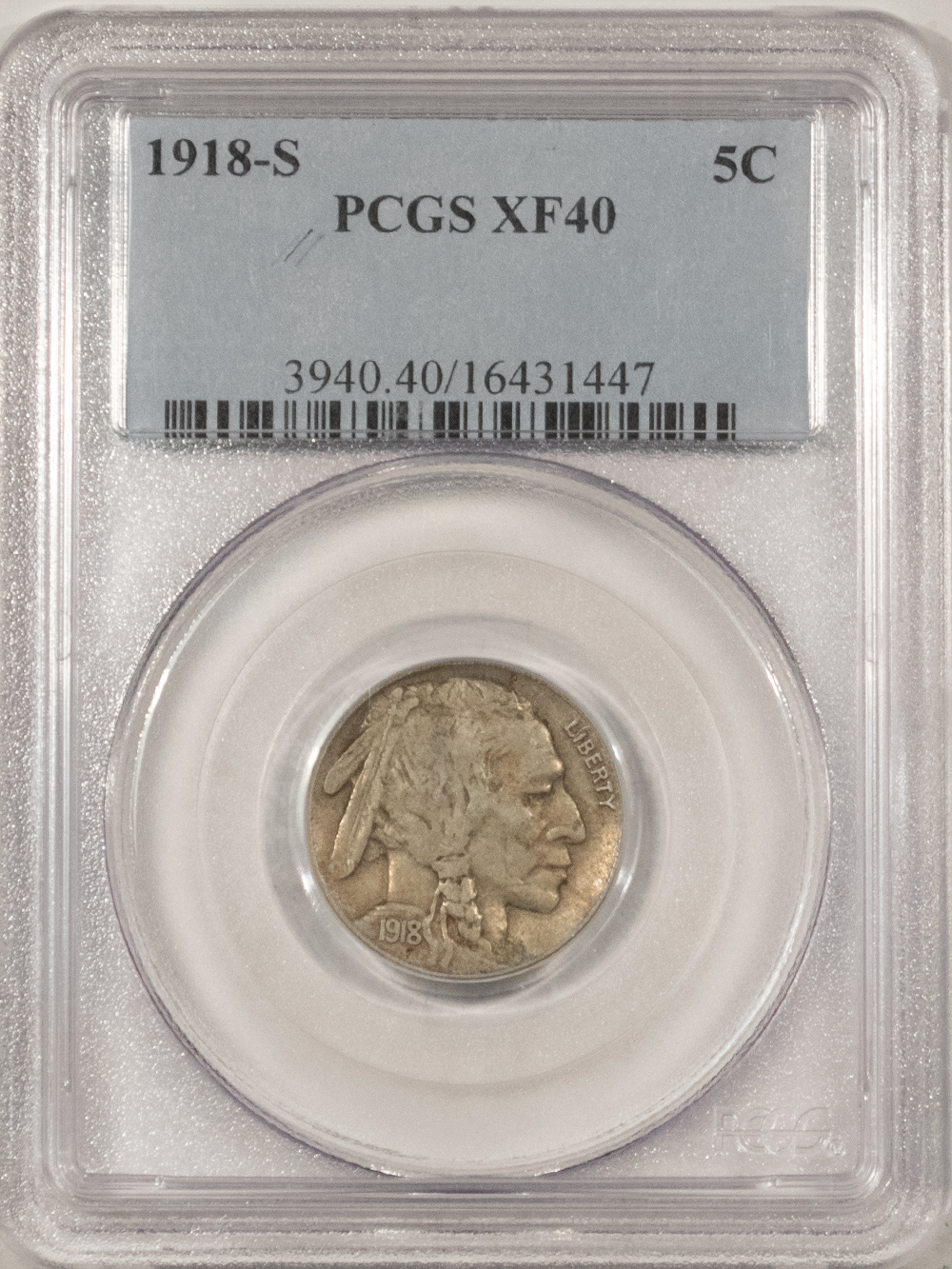 Buffalo Nickels 1918-S BUFFALO NICKEL – PCGS XF-40 Buffalo Nickels 1918-S BUFFALO NICKEL – PCGS XF-40