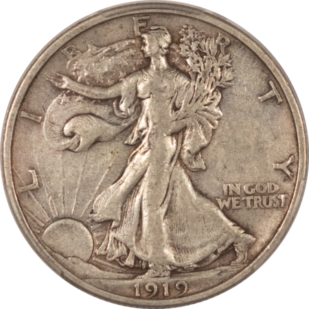 Half Dollars 1919 WALKING LIBERTY HALF DOLLAR – PCGS VF-20, SUPER ORIGINAL!
