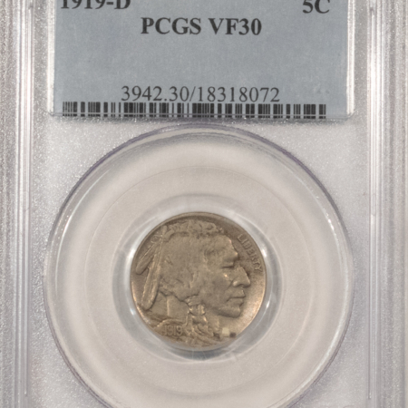 Buffalo Nickels 1919-D BUFFALO NICKEL – PCGS VF-30