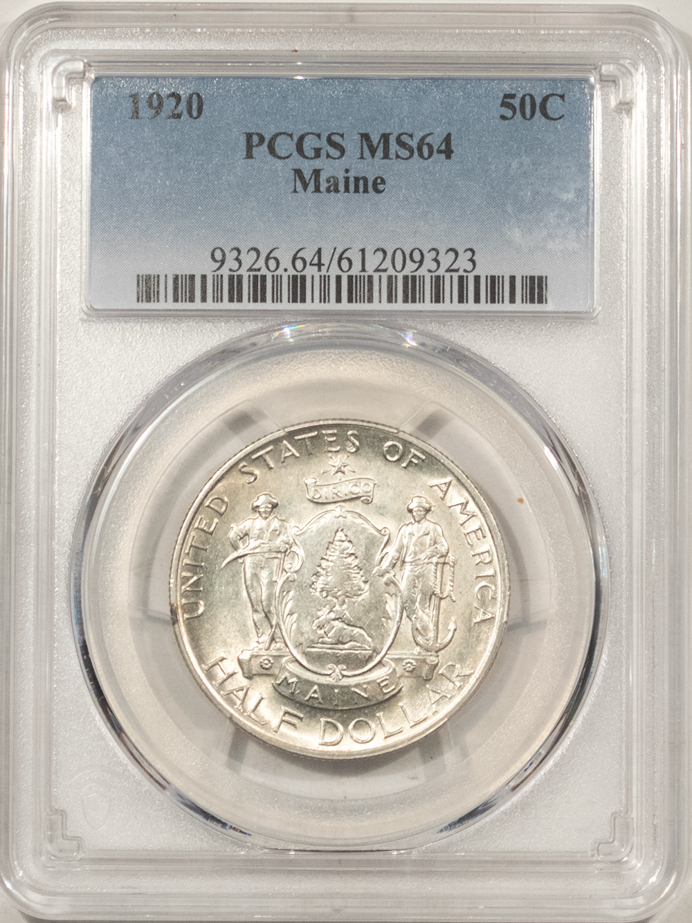 Early Commems 1920 MAINE COMMEMORATIVE HALF DOLLAR – PCGS MS-64 BLAST WHITE Early Commems 1920 MAINE COMMEMORATIVE HALF DOLLAR – PCGS MS-64 BLAST WHITE