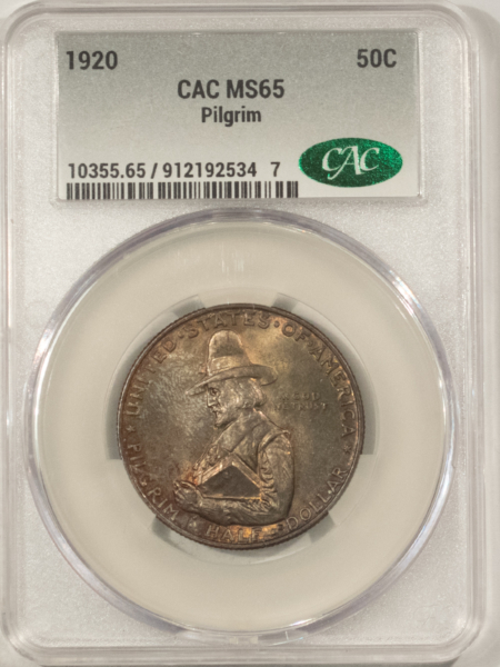 CAC Approved Coins 1920 PILGRIM COMMEMORATIVE HALF DOLLAR – CACG MS-65, CAC APPROVED!