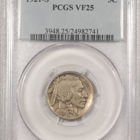 Buffalo Nickels 1921-S BUFFALO NICKEL – PCGS VF-25, KEY-DATE!