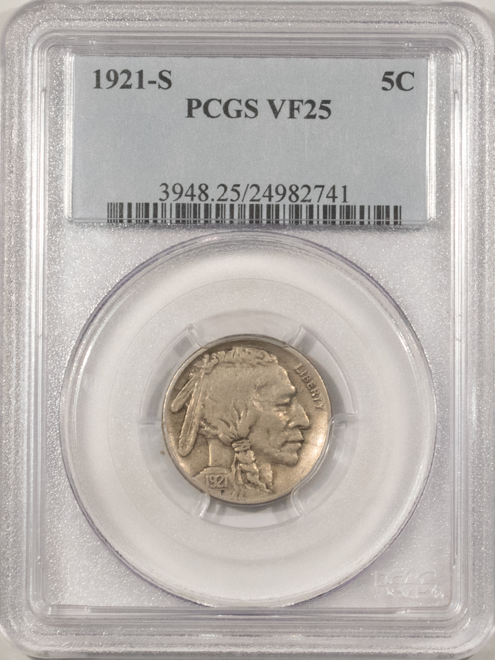 Buffalo Nickels 1921-S BUFFALO NICKEL – PCGS VF-25, KEY-DATE! Buffalo Nickels 1921-S BUFFALO NICKEL – PCGS VF-25, KEY-DATE!