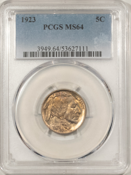 Buffalo Nickels 1923 BUFFALO NICKEL – PCGS MS-64, LOOKS FULL GEM! PREMIUM QUALITY!