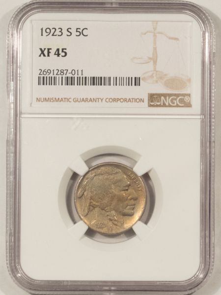 Buffalo Nickels 1923-S BUFFALO NICKEL – NGC XF-45 WELL STRUCK, FULL HORN, NICE!