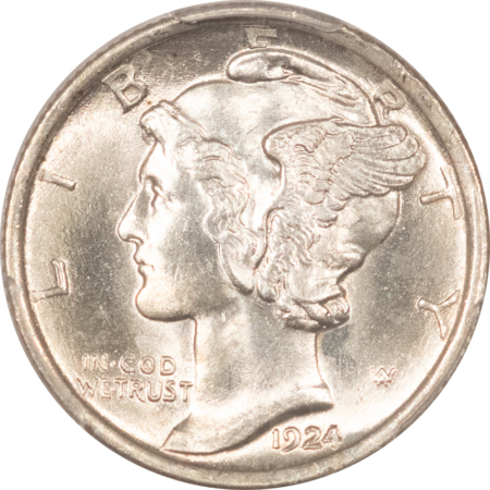 Dimes 1924 MERCURY DIME – PCGS MS-63 FB, WHITE & CHOICE!